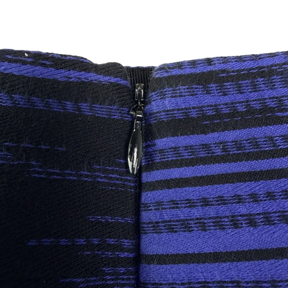 Worth New York‎ Blue Black Textured Pencil Skirt Size 6 Made in USA Lined